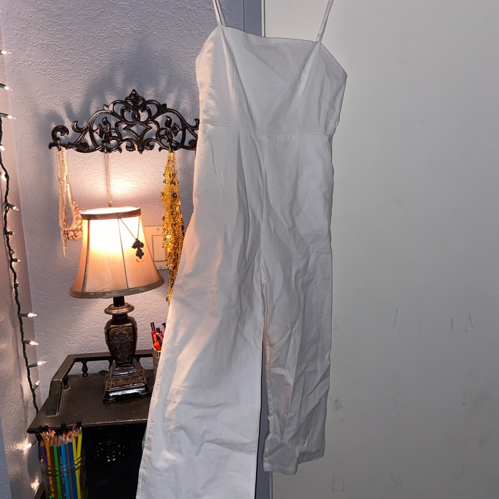 White Tank Top Cropped-Legged Jumpsuit